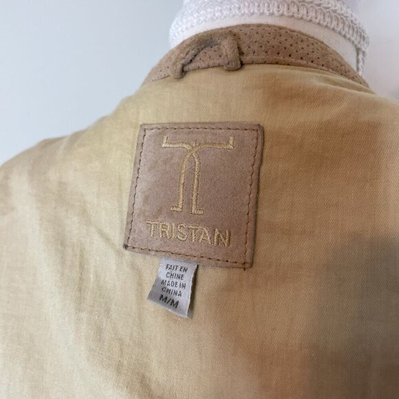 Tristan Suede Leather Perforated Bomber Moto Jacket Medium - Picture 11 of 11